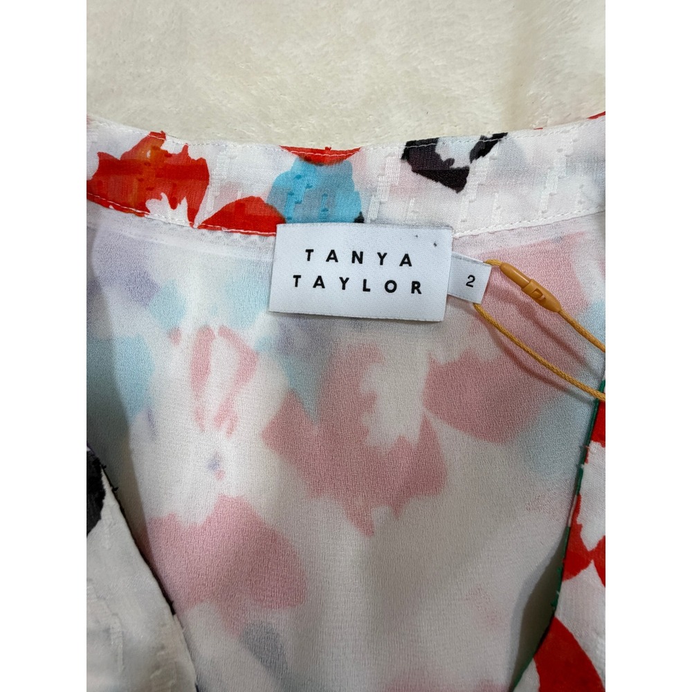 Tanya Taylor Rhett Multi Floral Ruffle V-Neck Mini Dress Womens 2 New - Picture 4 of 15